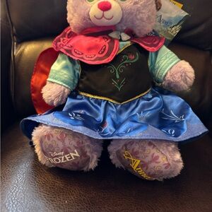 Disney Pink Plush Bear in Blue and Black Anna Dress